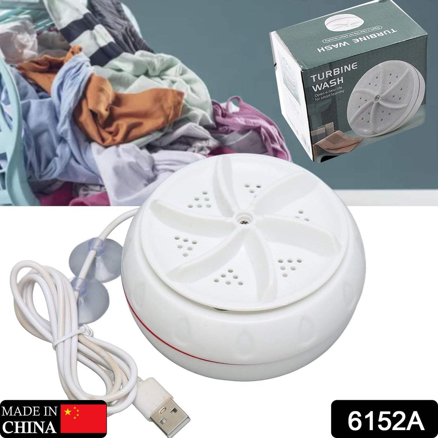 Portable Mini Washing Machine - Lightweight Turbo Washer with USB Cable for Home, Camping, College Dorms & Travel, Compact Design for Small Spaces